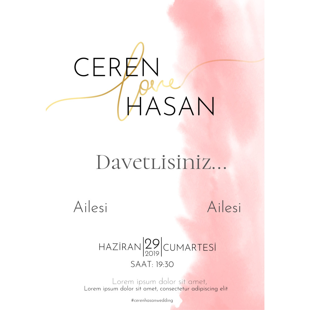 Düğün davetiyesi yarışmasına derinozge tarafından girilen tasarım