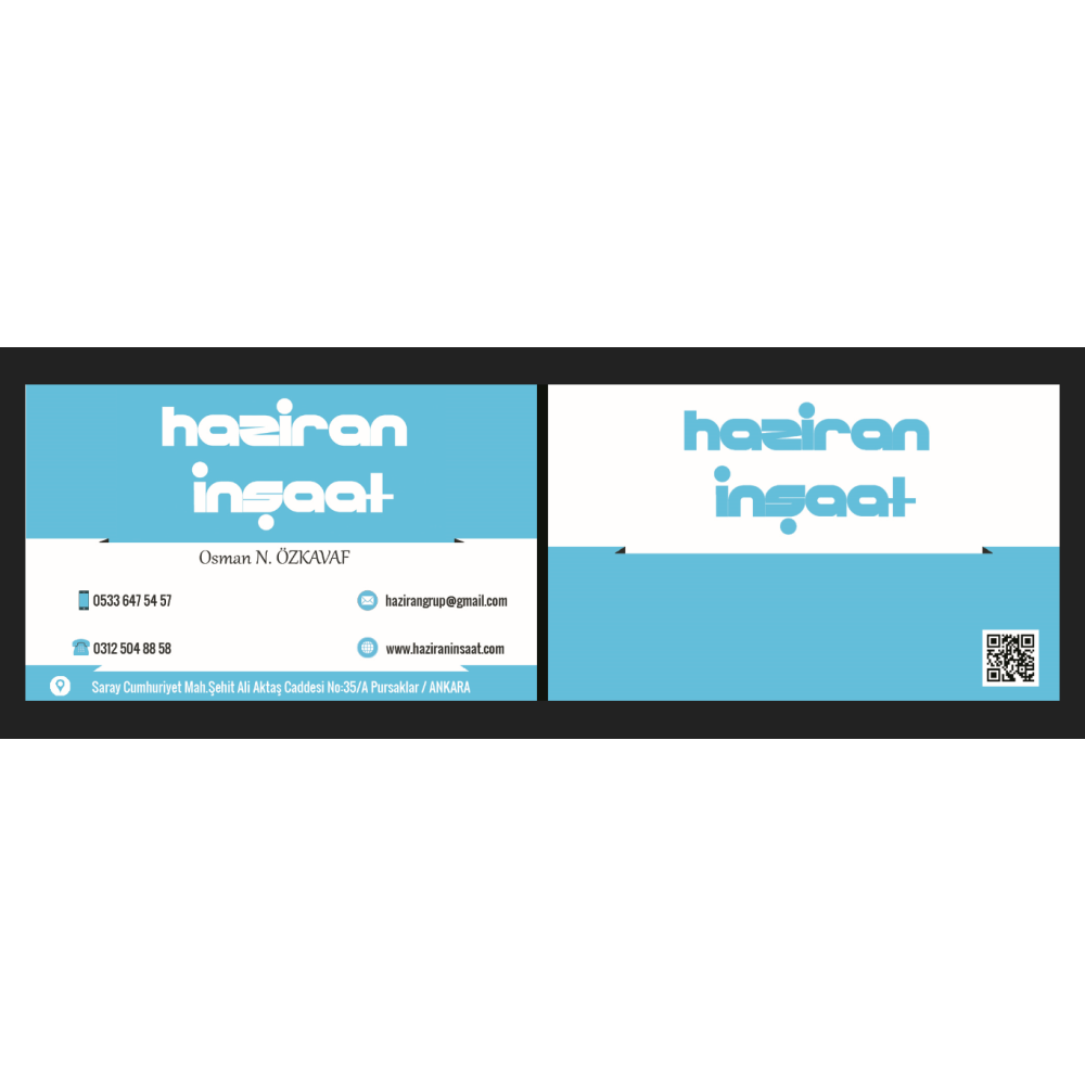 Haziran İnşaat'ın kartvizitini tasarla yarışmasına oner2634 tarafından girilen tasarım
