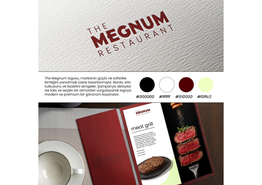The Megnum Restoranı İçin Logo Tasarım. yarışmasına tasarımcı pinkselldesign tarafından sunulan  tasarım 