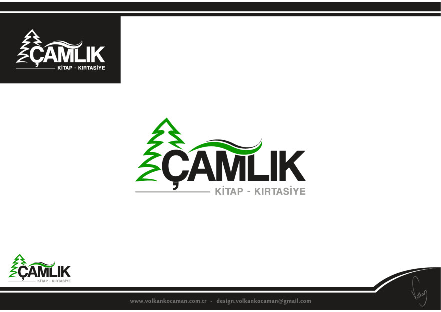 ÇAMLIK KİTAP-KIRTASİYE İÇİN LOGO TASARIM yarışmasına tasarımcı volkanKocaman tarafından sunulan  tasarım 