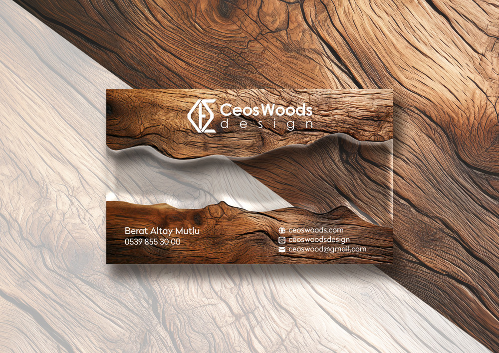 Epoksi ahşap atölyemiz için kartvizit