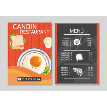 Yemek Menu Brosur yarışmasına tasarımcı ApRaNaX tarafından sunulan  tasarım