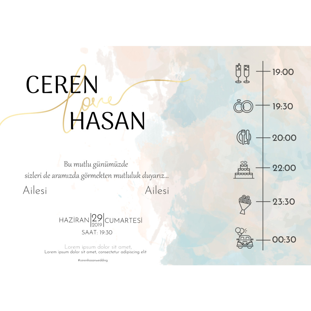 Düğün davetiyesi yarışmasına derinozge tarafından girilen tasarım