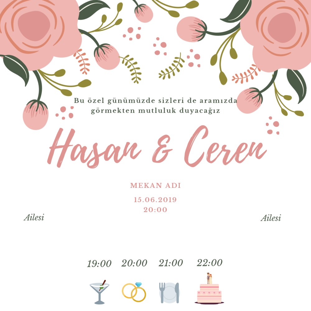 Düğün davetiyesi yarışmasına M3rtefe tarafından girilen tasarım
