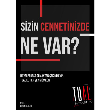 TUAL MİMARLIK - AFİŞ TASARIMI  yarışmasına tasarımcı uluturkan tarafından sunulan  tasarım 