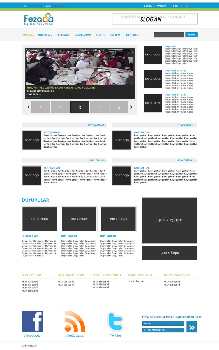 Tasarlayan yyuzuak-Özel Okul Web Sitesi