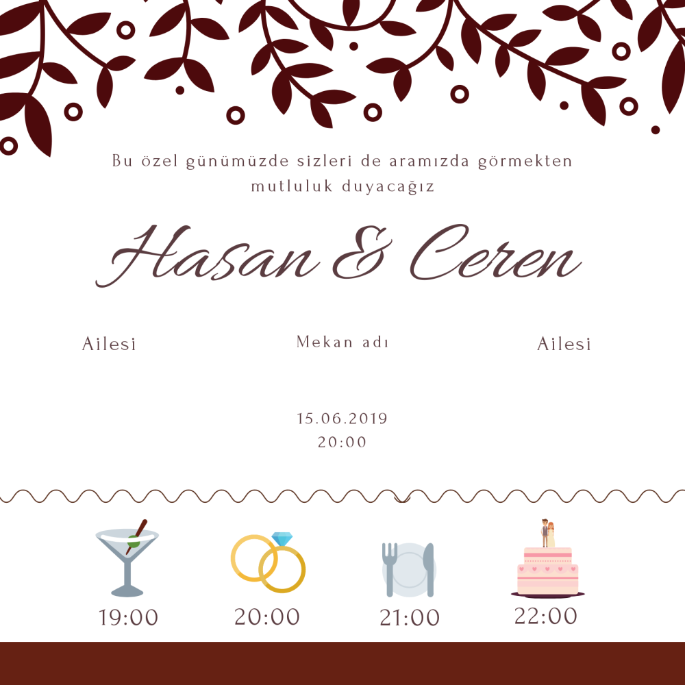 Düğün davetiyesi yarışmasına M3rtefe tarafından girilen tasarım