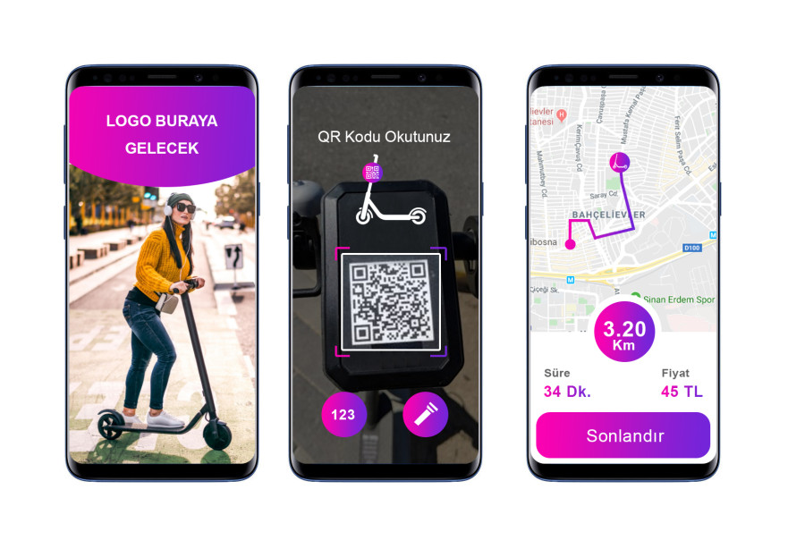 SCOOTER PAYLAŞIM SİSTEMİNE TASARIM yarışmasına tasarımcı bitasarim tarafından sunulan  tasarım 