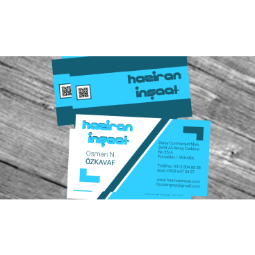 Haziran İnşaat'ın kartvizitini tasarla yarışmasına tasarımcı 2N1K tarafından sunulan  tasarım 
