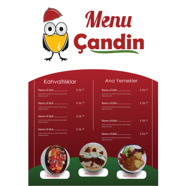 Yemek Menu Brosur yarışmasına tasarımcı Thomas Bewick tarafından sunulan  tasarım