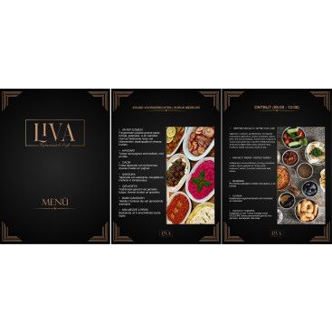 Restoran cafe tarzı menü tasarımı  yarışmasına tasarımcı yasemin esen tarafından sunulan  tasarım 