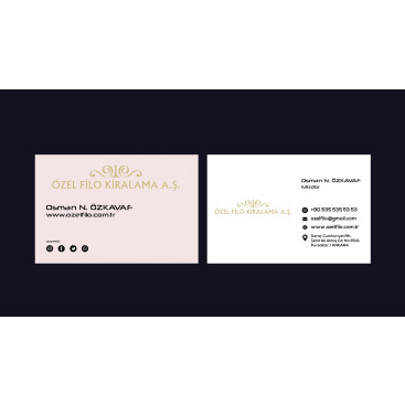 Özel Filo'nun kartvizit tasarımı yarışmasına tasarımcı Thomas Bewick tarafından sunulan  tasarım 