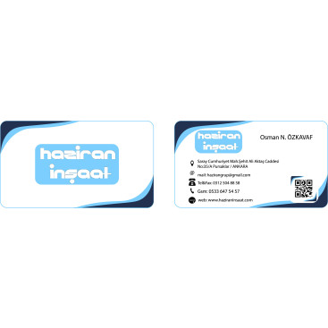 Haziran İnşaat'ın kartvizitini tasarla yarışmasına tasarımcı Auheron   tarafından sunulan  tasarım 