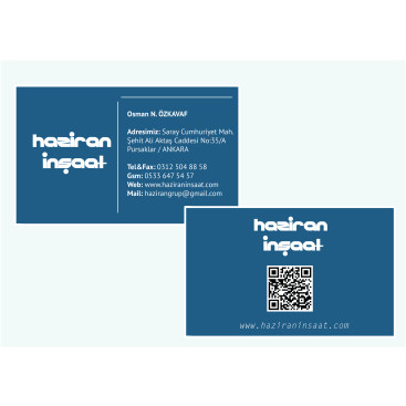 Haziran İnşaat'ın kartvizitini tasarla yarışmasına tasarımcı ArtAndDesign tarafından sunulan  tasarım 