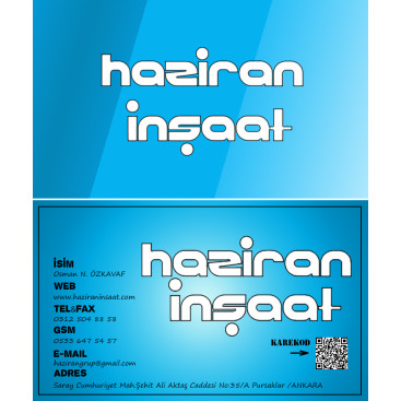 Haziran İnşaat'ın kartvizitini tasarla yarışmasına tasarımcı Habil Çoban tarafından sunulan  tasarım 