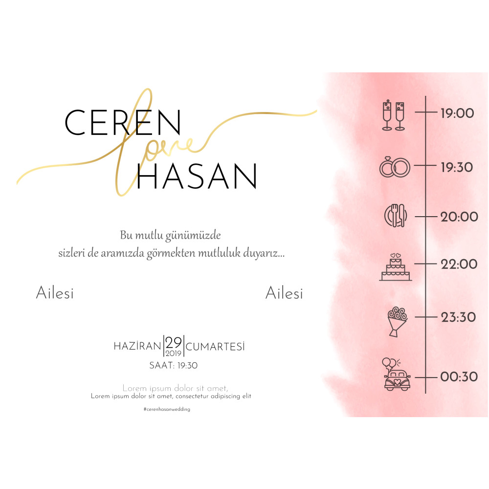 Düğün davetiyesi yarışmasına derinozge tarafından girilen tasarım